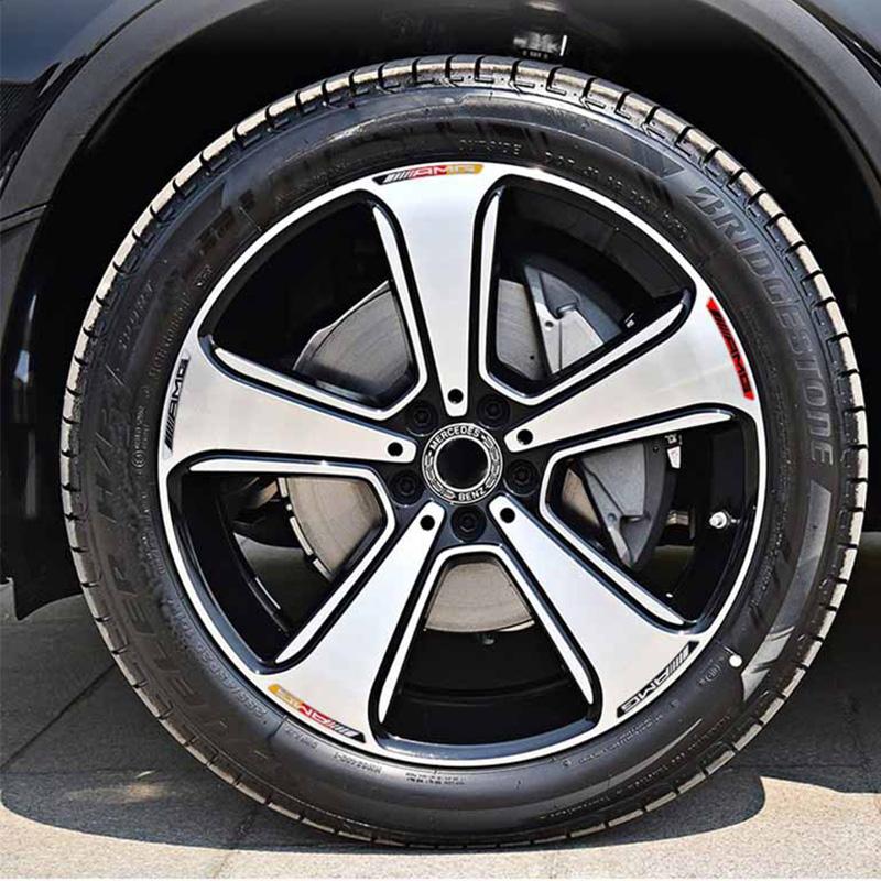 4Pcs Aluminum Car Wheel Rim Decal Stickers Decorative For Mercedes Benz AMG W223 W213 W206 W464 W247 W167 W166 W222 W205 W204