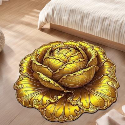 3D Visual Flower Rug Irregular Floral Area Rug Absorbent Anti-Slip Floor Mat Washable Bedroom Rug for Kitchen Bathroom Entryway Patio