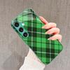Checkered pattern PhoneCase Glass PhoneCase for Samsung Galaxy S26 S25 S24 S23 S22 FE Ultra Plus Built-in glass green Exquisite