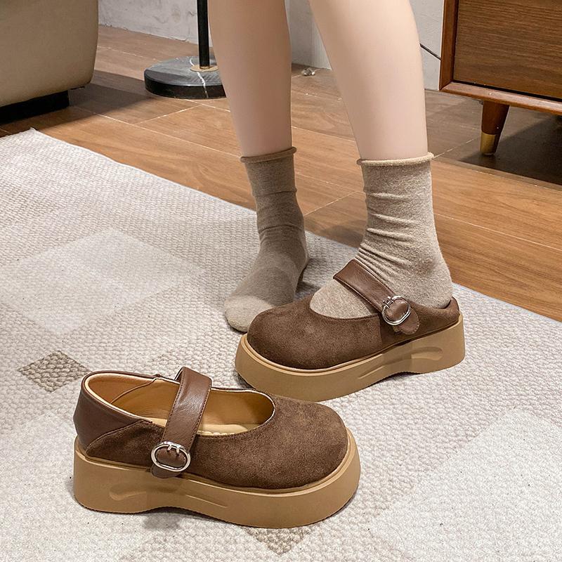 2025 New Designer Platform Women Shoes Suede Cozy Loafers Shoes New Casual Fashion Buckle Sandals Summer Walking Shoes