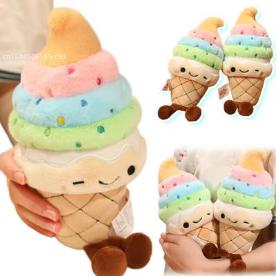 Non-Toxic 25Cm Cartoon Cute Rainbow Ice Cream Plush Doll With Legs Colorful Sweet Ice Cream Plush Toy Home Decoration Gift For Children