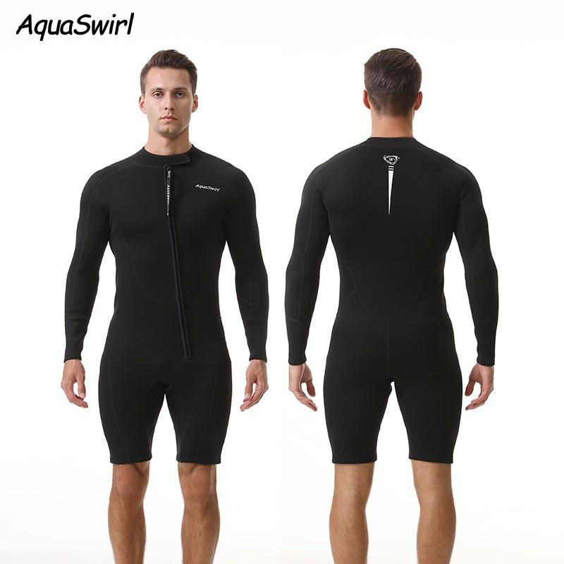 2mm Herren Ganzkörper-Neoprenanzug Mit Langen Ärmeln Shorts Schnorcheln Surfen Schwimmen Warm UV-Schutz Neopren