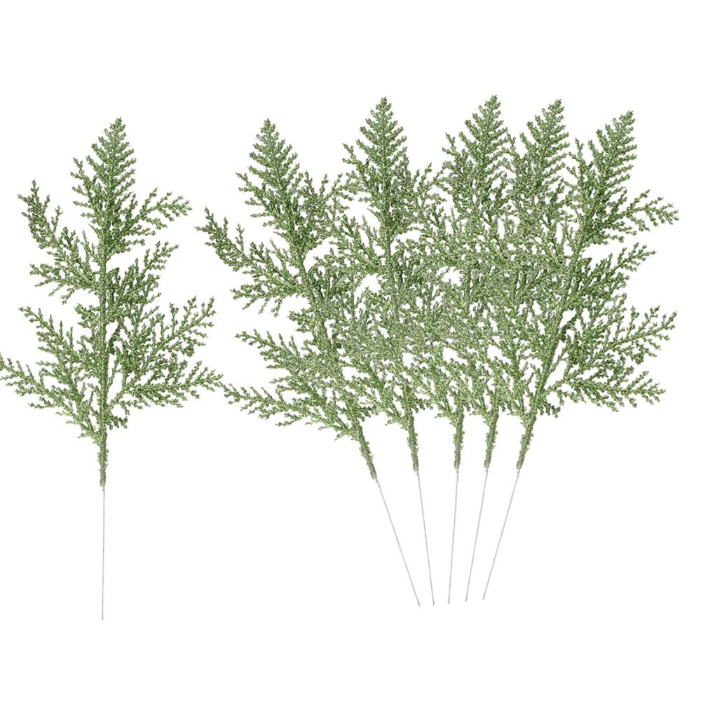 10/5Pcs Christmas Glitter Artificial Pine Needles Xmas Tree Flowers Branches DIY Garland Ornaments Navidad Party Home Decoration