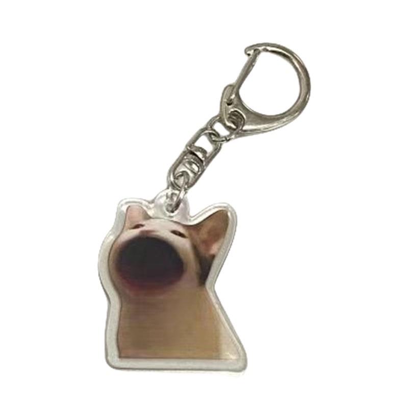 Crying Banana Cartoon Cat Keychain Acrylic Bag Charm Pendant Mascot Decoration