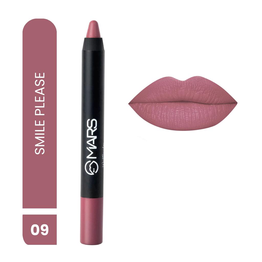 MARS Long Lasting Crayon Lipstick with 12 Hours Stay | Matte Finish | Waterproof | Lip Crayon (3.5 Grms) 02-Raspberry Red-I Am Strong & MARS Long
