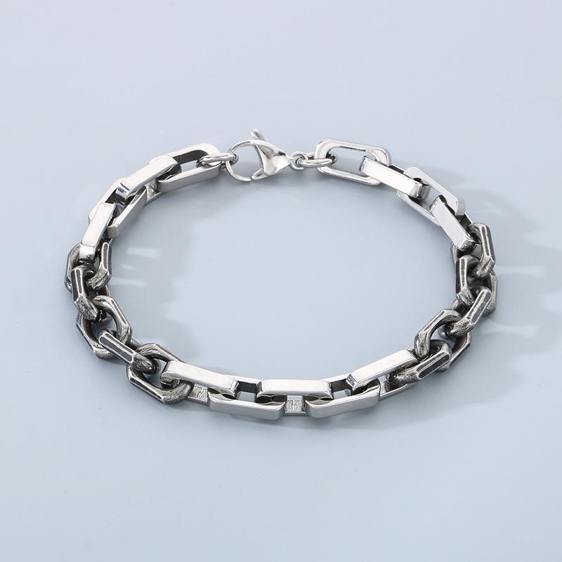 8MM Stainless Steel Bamboo Chain Men's Bracelet Personalized Mixed Color Patchwork Square Chain Accessories Rock Jewelry