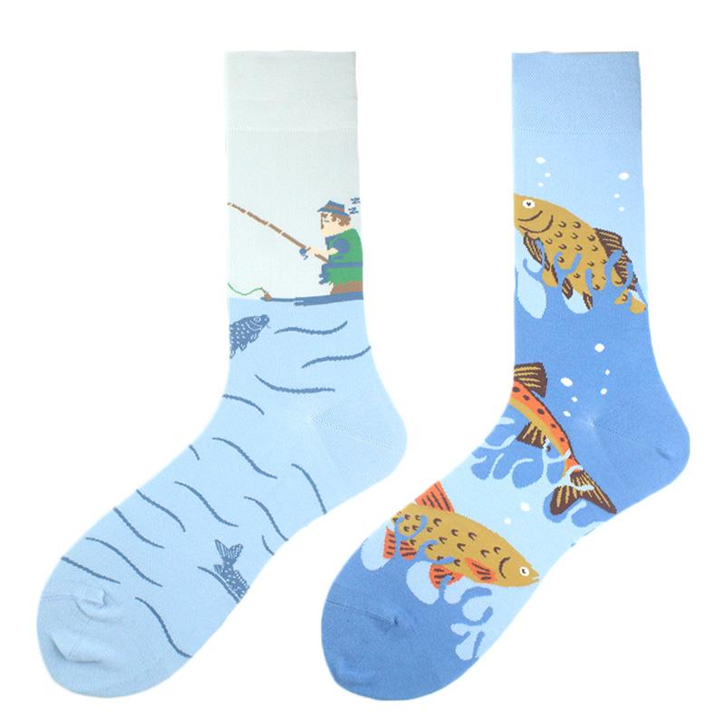 AB Professional Design Funny Socks Men Happy Animal Music Beer Skarpetki Sokken Hip Hop Big Size Meias Skateboard Divertidos