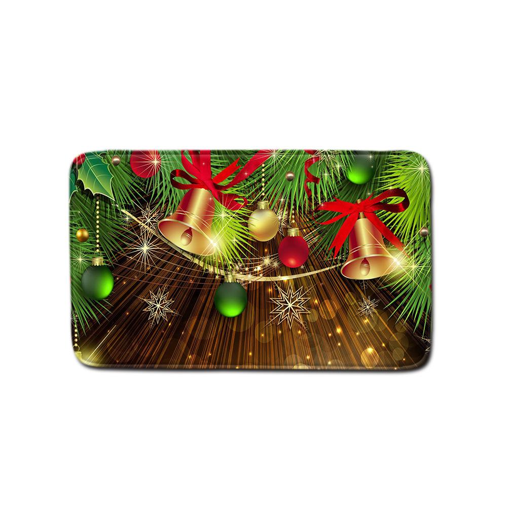 Christmas Printed Shower Curtain Floor Mat Four-Piece Bathroom Toilet Non-Slip Absorbent Carpet Toilet Non-Slip Door Mat