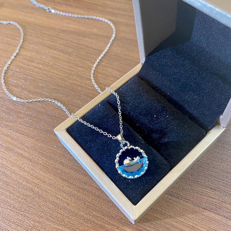 Light Luxury Full Diamond Inlaid Zircon Titanium Steel Clavicle Chain Fairy Versatile Delicate Necklace Gift for Girlfriend
