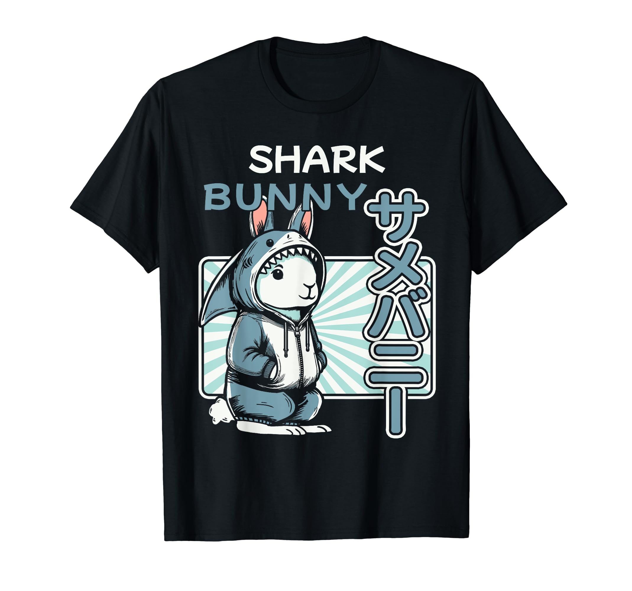 

Shark Bunny Shark Rabbit Japanese T-shirt чорний