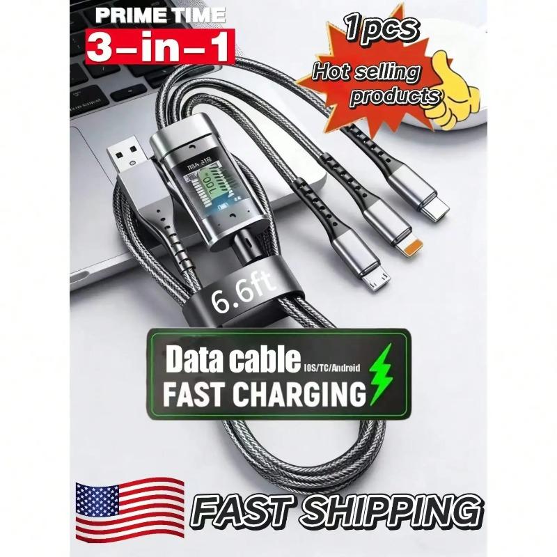 

3-in-1 Transparent Fast Charging Cable with Indicator Light, USB-C to Type-C, 3.3ft/6.6ft Length High-Speed Charging Cord 1.2m