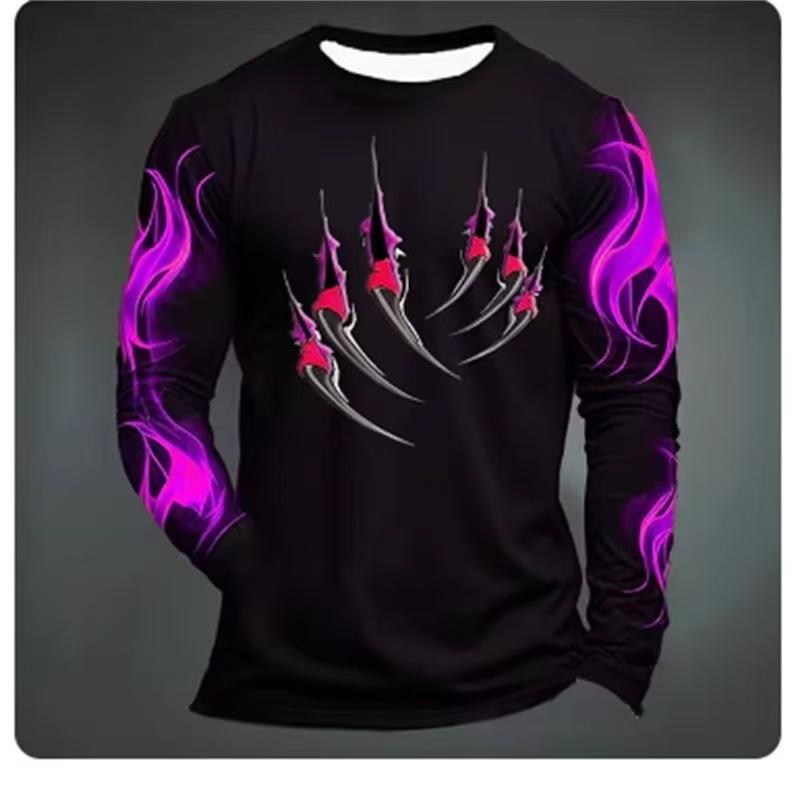 women o neck long sleeve 3d print t shirt