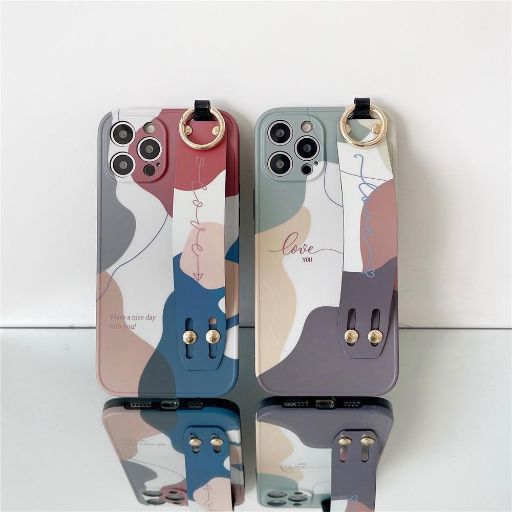 Coque Apple verte pour iPhone 11/13 XsMax/XR avec bracelet 12/14 Pro Max