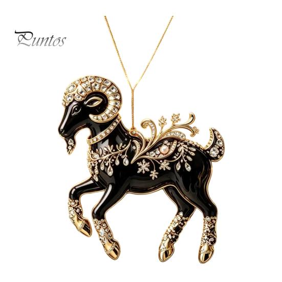 Lightweight Tree Ornaments for Holidays Black Goat Christmas Hanging Ornament, 2D Acrylic Festive Compact Restaurants Pendant, Decorative Car