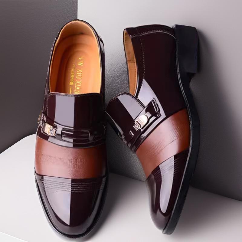 Men's Spring & Autumn Perforated Formal Leather Shoes with Plus Velvet Lining