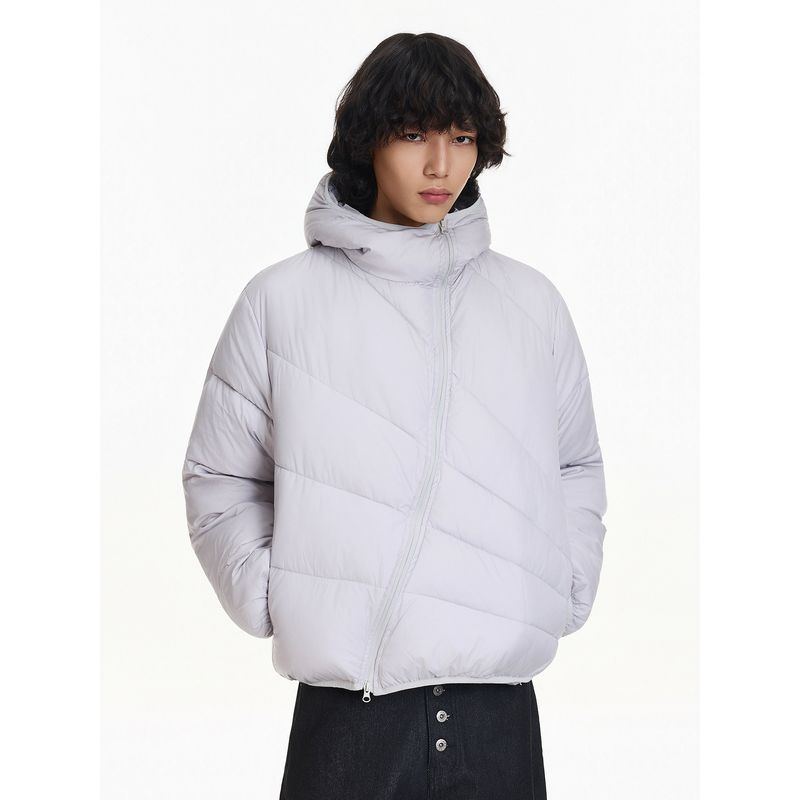 Blaexit Bias-Cut Design Cleanfit Ribbed Cotton Jacket for Men, Winter Warm Fleece-Lined Thick Coat Trendy