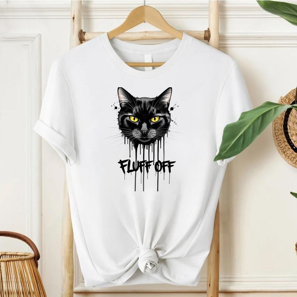 

Cat Unisex Funny T Shirt Anti Social Print Crew Neck Pure Cotton Printed Tee Top L