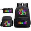 3 Piece School Backpack Set for Students Large Capacity Oxford Cloth Schoolbag with Shoulder Strap and Pencil Case