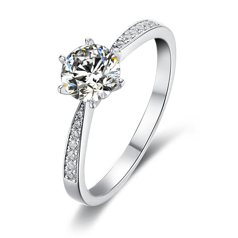 Mozambican Ring Women'S S925 Sterling Silver Inlaid With 1 Carat Moissanite Ring High Quality Wedding Band