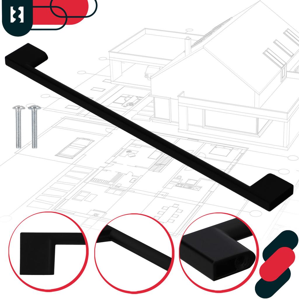 KOTARBAU® Kitchen Furniture Handle Classic Modern Oblong Long Matte Black 289 MM Spacing 256 MM Set of 2