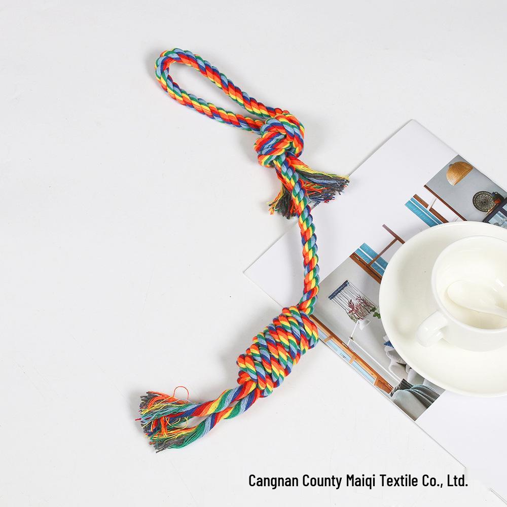 Durable Rainbow Cotton Rope Dog Teething Toys - Knot Set