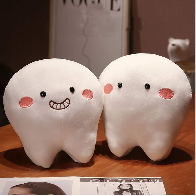 Cute Short Plush Cartoon Tooth Pillow For Kids, Soft And Comfortable On The Sofa
