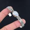 Natural Rainbow Moonstone Gemstone Bangle Adjustable 925 Silver For Women