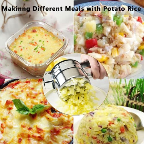 Stainless Steel Manual Potato Masher, Potato Ricer, Vegetable Masher, Fruit Juicer, Multifunctional Kitchen Utensil (Style A)