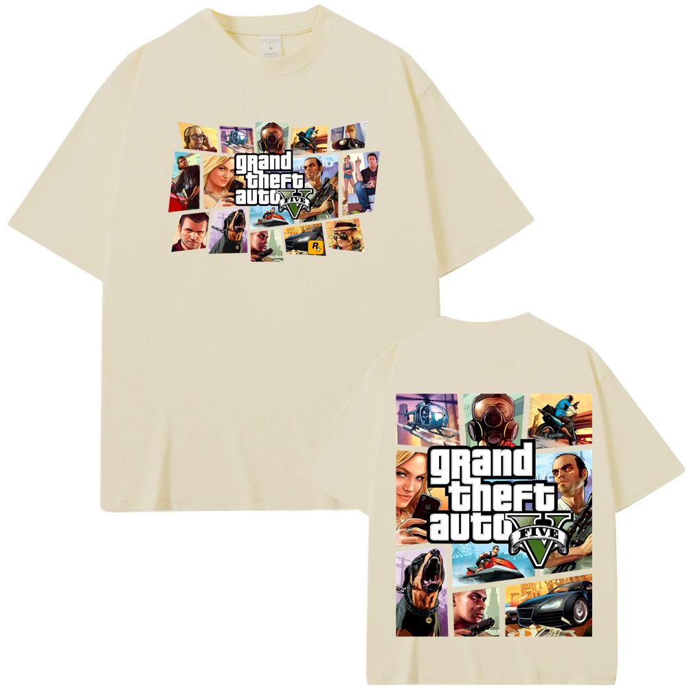 2026 New Grand Theft Auto V Game Tee Y2K Streetwear O-neck T-Shirt Summer Casual Comfortable 100% Cotton Tee