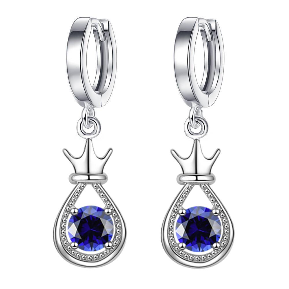 

New Japanese and Korean Style Crown with Diamond Earrings Cool Style Advanced Eardrops EK-19