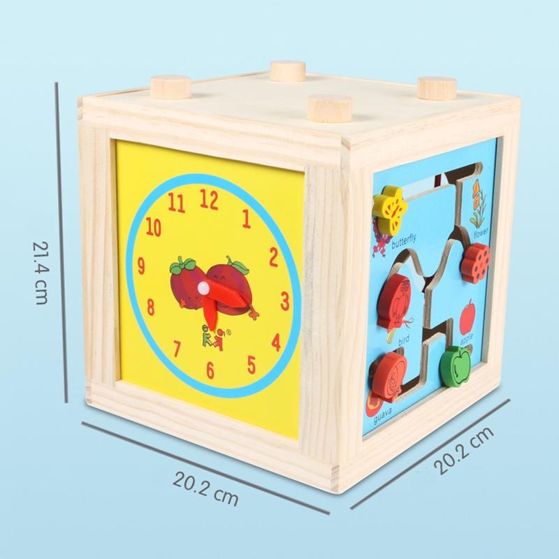 Premium 5 In 1 Wooden Multi-activity Cube Educational Toy For Kids And Babies