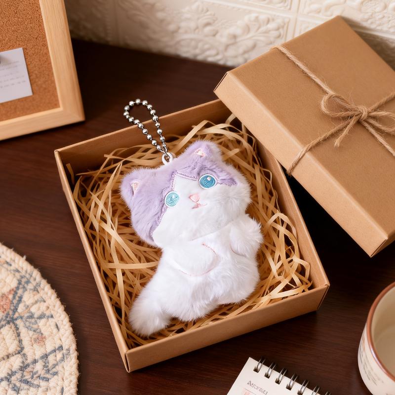 Cute Calico Cat Plush Keychain,  Bag Charm, Couple Gift Pendant Bag Plush Keychain Phone Car Keyring For Birthday Gift