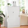 Office Cabinet 2 Lockable Sliding Doors Dim 80L X 40W X 120H Cm 2 Shelves In White Wood