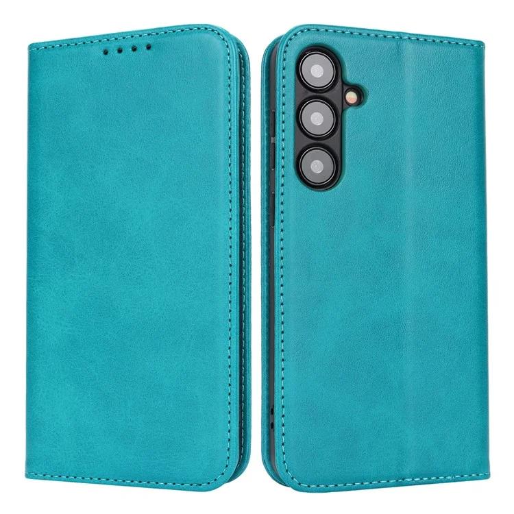 

For Samsung Galaxy S24+ Wallet Case Calf Texture Leather Phone Cover