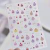 Spring Strawberry Vine 5D Nail Art Stickers Garden Fresh Red Strawberry Green Leaves Flower Cherry Branch Bow Nail Decals DIY