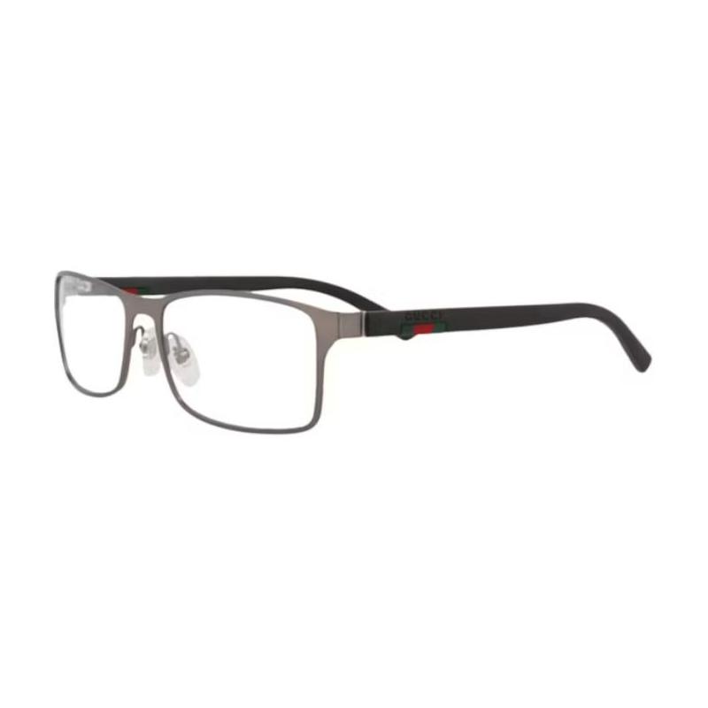 Gucci Logo Rectangular Optical Frame Unisex Couple Style Ruthenium Green зелёный