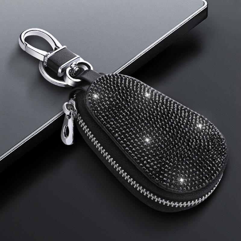 Sparkling Diamond Key Bag with Metal Buckle for Car and Home