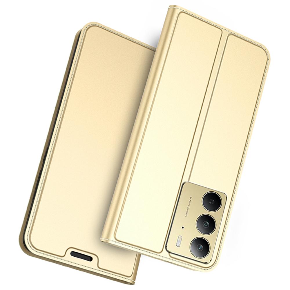 

Чехол для Realme C75 4G из ПУ кожи, чехол для телефона с держателем для карт, подставкой, магнитной застежкой Gold