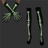 Polyester Skeleton Long Socks Fluorescent Halloween Luminous Set Funny Skeleton Gloves  Men