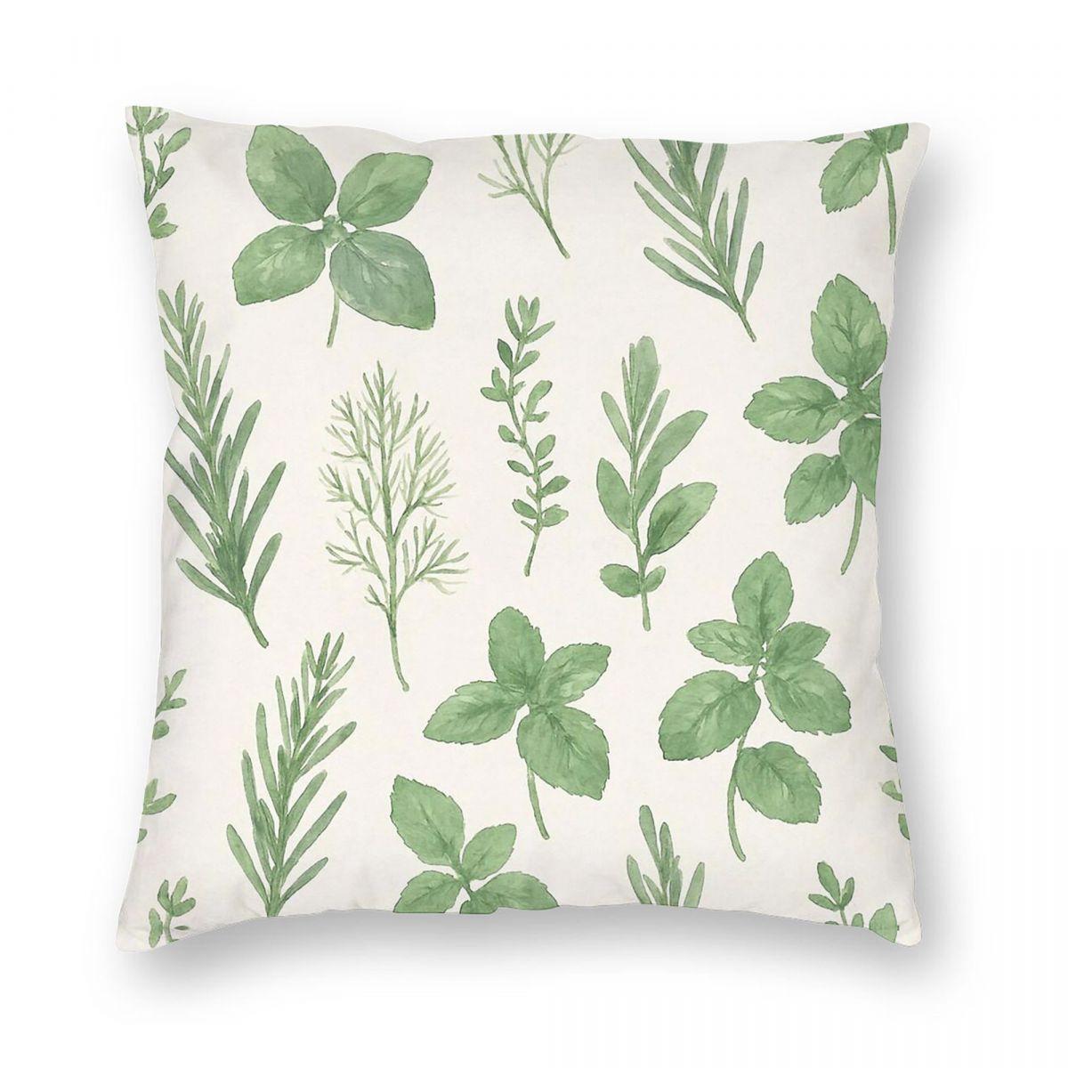 Culinary Herb Garden Pillowcase Polyester Linen Velvet Pattern Zip Decor Pillow Case Sofa Seater Cushion Cover 30x30cm