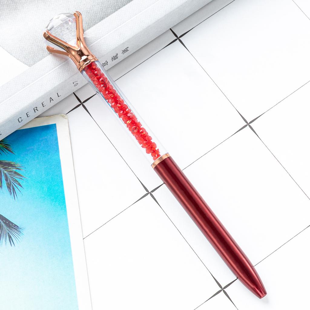 Large Diamond Ballpoint Pen Crystal Rotating Black Refill Pen Imitation Metal Luxury Office Oil Ball Point Pen School Supplies