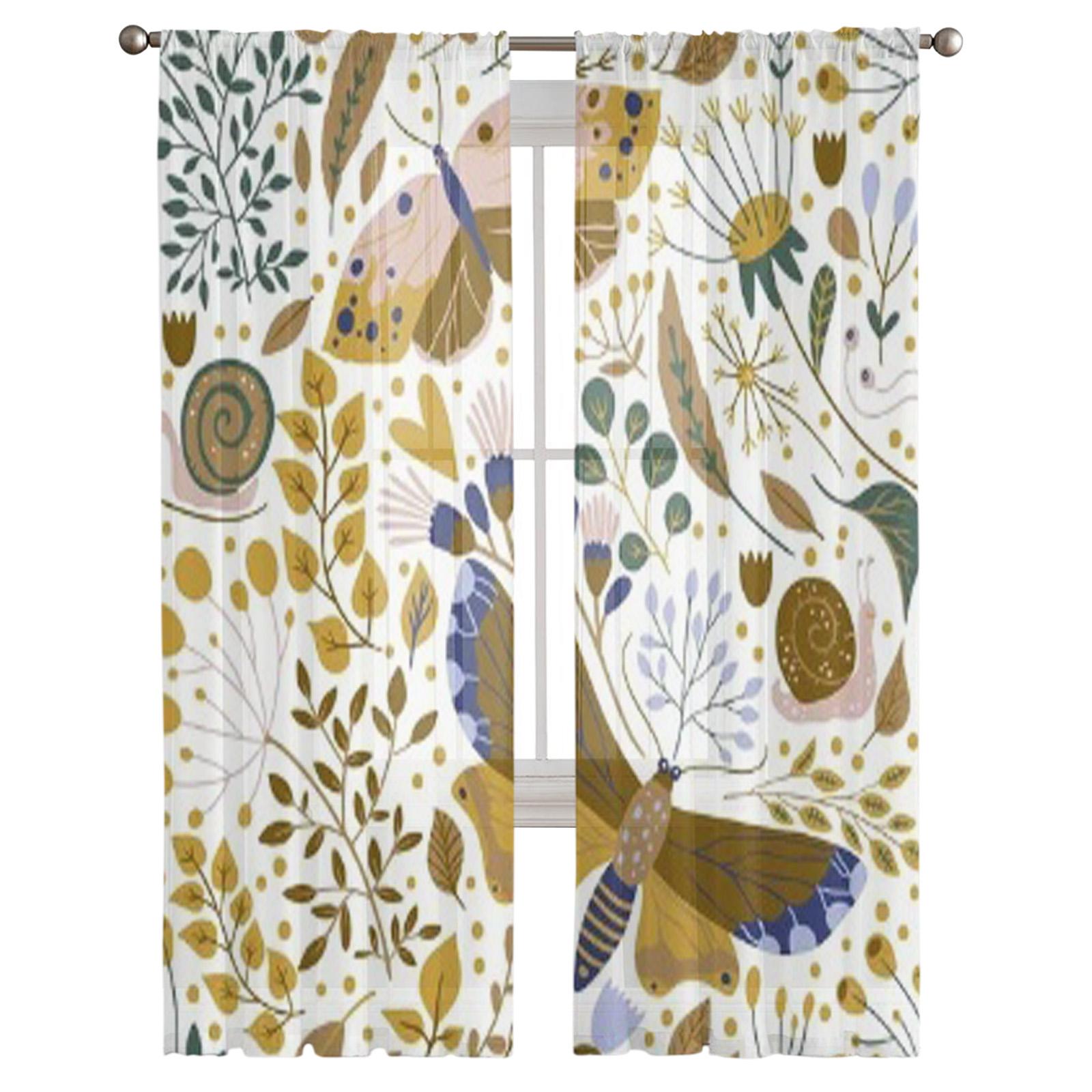 Цветочные Ботанические Бабочки Прозрачные Шторы Для Гостиной Спальни Вуаль Шторы Для Окна — фото 4