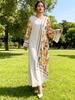 Plus Size Women's Printed Long Sleeve V-Neck Holiday Dress – European & American Style
