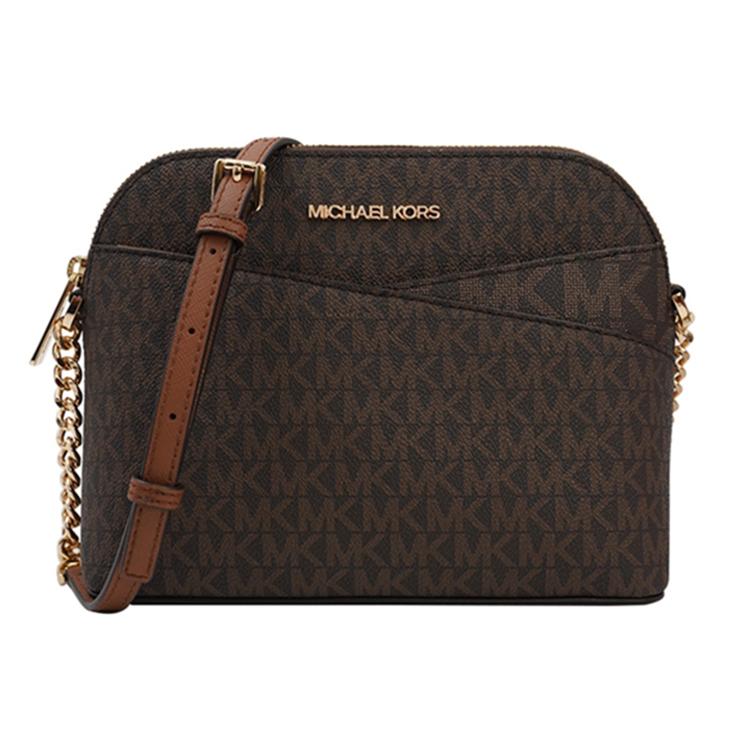 

New MICHAEL KORS Jet Set Travel PVC Dome Bag Shoulder Bag Crossbody Bag Women s Acorn Brown 35F1GTVC6B-BROWN 24.1*5.1*15.0CM