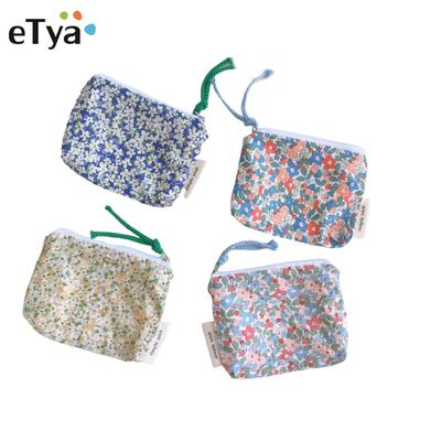 Florale Kosmetiktasche Baumwollstoff Damen Make-up Aufbewahrungstasche Japan Stil Reißverschluss Kosmetiktasche Vintage Geldbörse Clutch Beauty Case