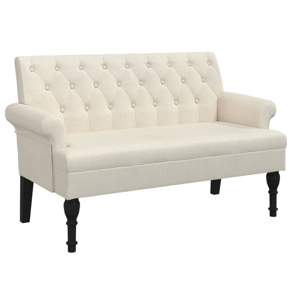 Upholstered Bench with Backrest 120 X 62 X 75.5 Cm Linen Fabric