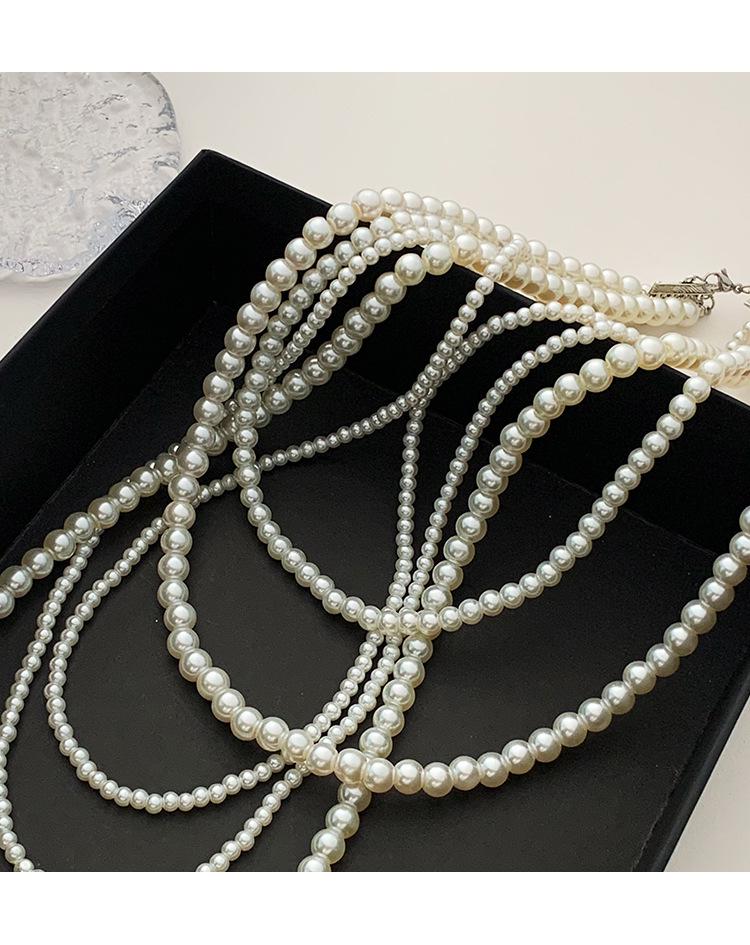 French Retro Glass Pearl Multi-Layer Necklace - Elegant, Simple Clavicle Jewelry