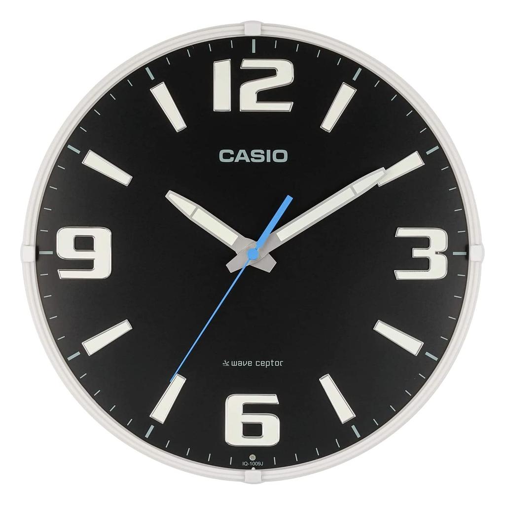 CASIO Wall Nighttime Stop Function IQ-1009J-1JF Clock, Radio-Controlled, Black, Analog,