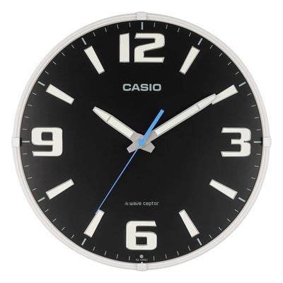 CASIO Wall Clock, Wall-Mounted Clock, Radio-Controlled Clock, Black, Analog, Nighttime Second Hand Stop Function, IQ-1009J-1JF