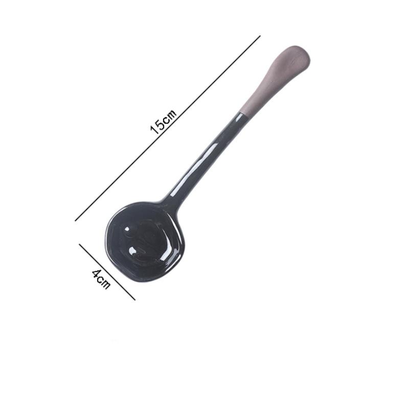 Long Handle Crooked Spoon Cute Exquisite Stoneware Retro Afternoon Tea Coffee Stirring Spoon High Value Handmade Spoon Spoon